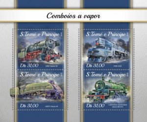 St Thomas - 2018 Steam Trains - 4 Stamp Sheet - ST18108a