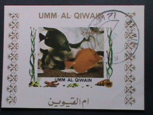 UMM AL QIWAIN--1973 UNDERWATER WORLD-TOPICAL FISHES-CTO- IMPERF: S/S VERY FINE