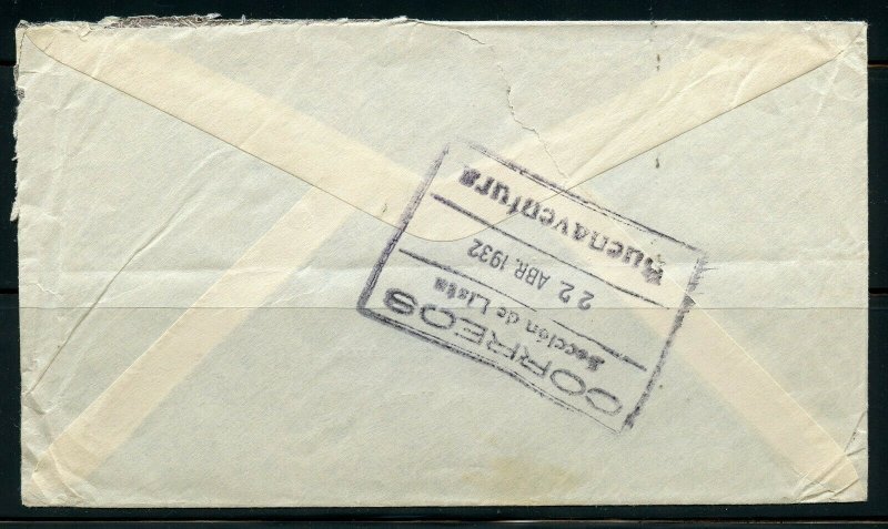 COLOMBIA MANIZALES 4/19/1932 COVER TO NEW YORK VIA BUENAVENTURA 4/22/32 AS SHOWN