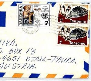TANZANIA Cover UNICEF 5s Missionary Air Mail MIVA Austria SAPHIRES 1986 CM245