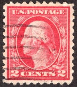 1916, US 2c, Washington, Used, Well Centered, corner crease, Sc 463