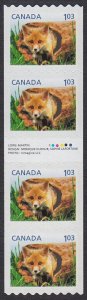 Canada 2011 #2427i = GUTTER Coil strip w/ Inscription = RED FOX PUPPY = MNH