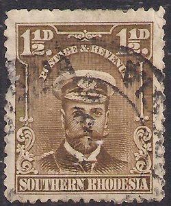 Southern Rhodesia 1924 - 29 KGV 1 1/2d Bistre Brown used SG 3 ( R721 )