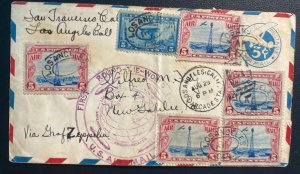 1929 Los Angeles USA LZ 127 Graf Zeppelin First Round Flight Airmail cover