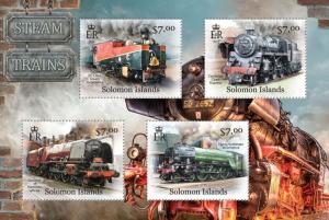 SOLOMON ISLANDS 2013 SHEET STEAM TRAINS LOCOMOTIVES slm13123a