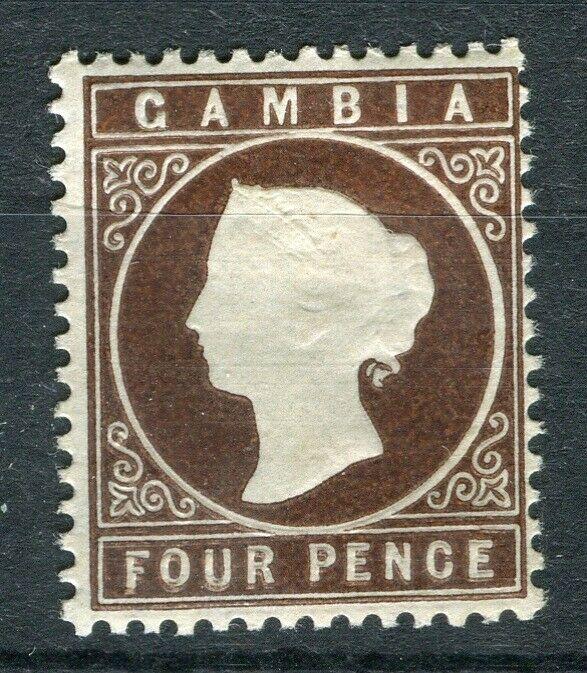 GAMBIA; 1886 classic QV Crown CA issue Mint hinged Shade of 4d. value