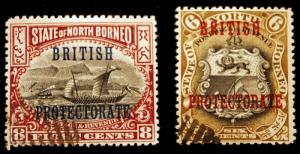 North Borneo #110 & #111 *Missing Period* 1901-05 Errors VF Used Rare NICE