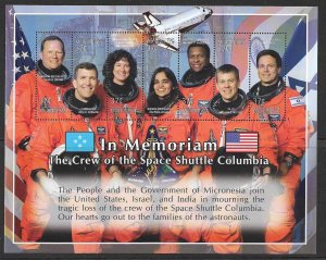 Micronesia MNH S/S 540 Crew Of Space Shuttle Columbia 2003
