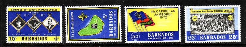 Barbados-Sc#372-5-unused NH set-Boy Scouts-Maps-1972-