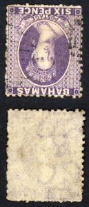 Bahamas SG31y 6d Deep Violet Wmk Crown CC INV and REV Perf 12.5 Cat 250 Pounds