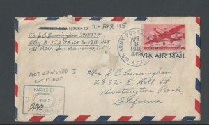 1945 WW2 Soldiers Mail W/6 Page Letter On Red Cross Stationery