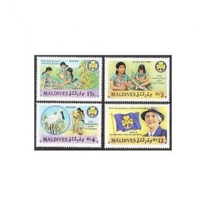 Maldives 1241-1245,MNH. Girl Guides-75,1987.L.Baden-Powell.Rabbits,Bird,Sailing,