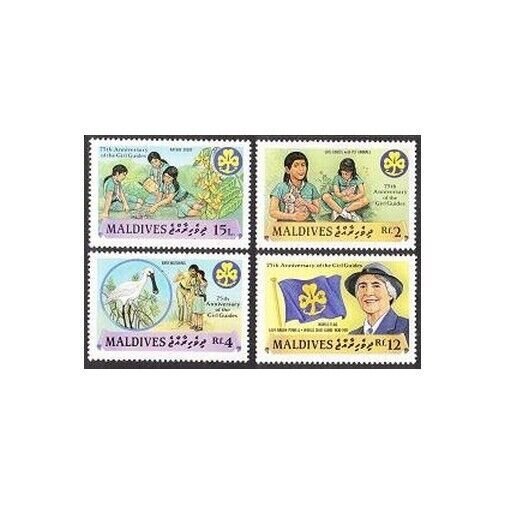 Maldives 1241-1245,MNH. Girl Guides-75,1987.L.Baden-Powell.Rabbits,Bird,Sailing,