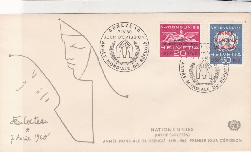 Switzerland 1960 World Refugee Year United Nation Slogan FDC Stamps CoverRf25400