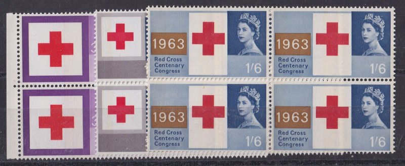 GREAT BRITAIN -  ELIZABETH II 1963 Red Cross Phosphor set of 3 - 36834