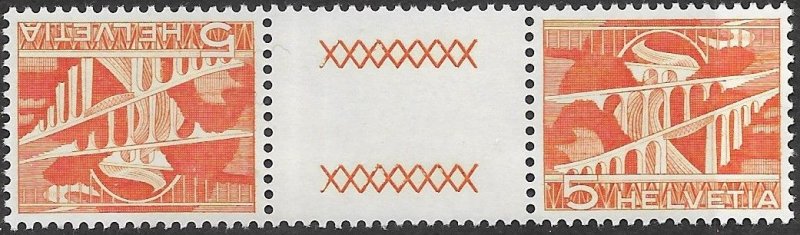 Switzerland # 329a  5c Viaduct - Tete-Beche Gutter Pair  (1) Mint NH
