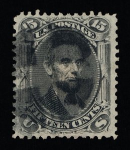 EXCELLENT GENUINE SCOTT #77 USED F-VF 1866 BLACK LINCOLN SEGMENTED CORK CANCEL