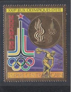 Central Africa # C233A Moscow Olympics, Gold Foil Stamp, Mint NH, 1/2 Cat.