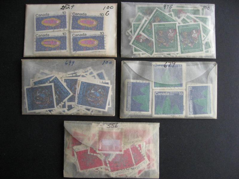 Canada wholesale 500 better used Christmas stamps in glassines (mixed condition) 
