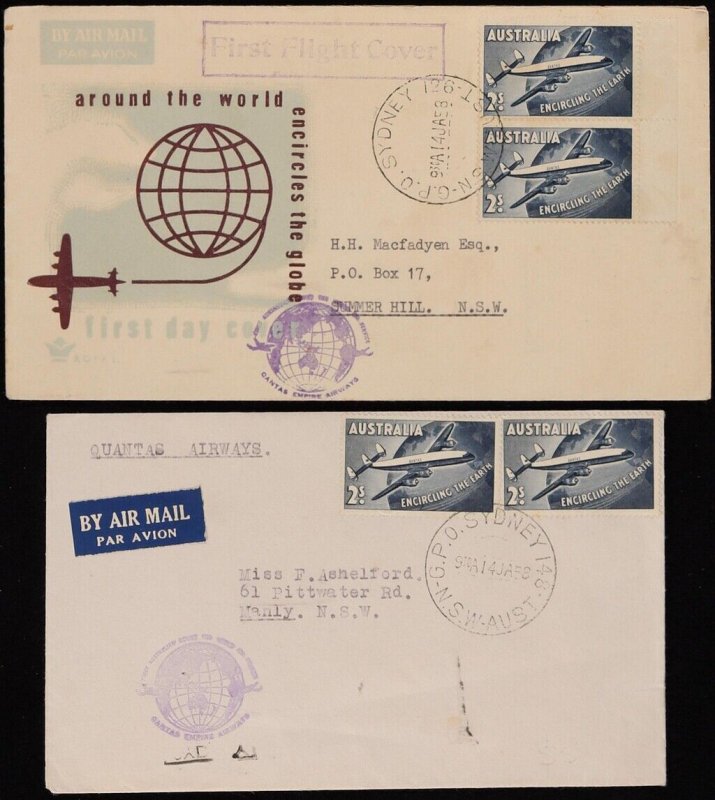 AUSTRALIA 1958 QANTAS Round The World flight covers. (5)