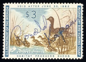 US Scott RW28 Used  $3.00 Mallard Hen and Ducklings 1962 Lot T703 bhmstamps