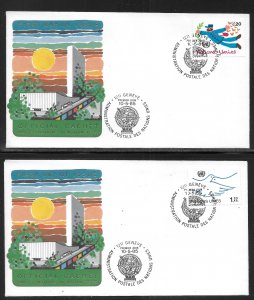 UN Geneva 133-134 1985 definitives UNNY Headquarters Cachet FDC