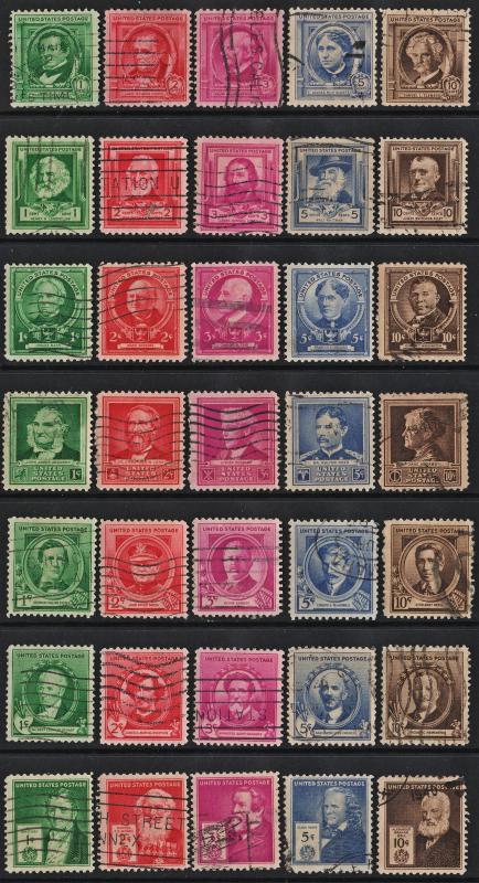 SC#859-93 Famous Americans (1940) Used