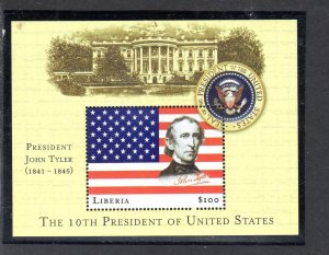 LIBERIA 2000 10TH PRESIDENT OF THE U.S TYLER MINT VF NH O.G S/S (36LI)