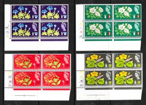 GB QEII, 1964 SG655-658 Botanical Congress set of 4, Cylinder blocks of 4, VLMM