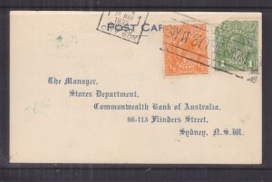 AUSTRALIA, 1933 CBA Stores Acknowledgment of Order Card, KGV 1/2d. & 1d., Sydney