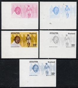 Staffa 1979 Gandhi 25p (Indian Army) set of 5 imperf prog...