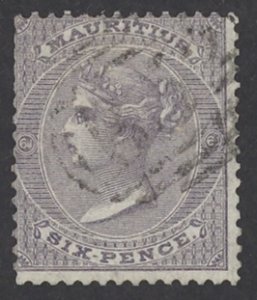 Mauritius Sc# 28 Used 1863 6p lilac Queen Victoria 