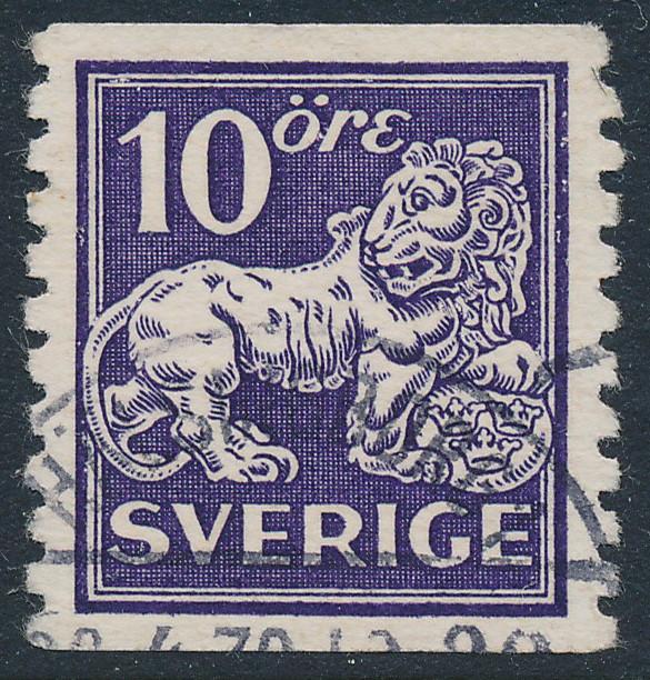 Sweden Scott 119 (Fa 146Ab), 10ö violet Lion type II XF Used