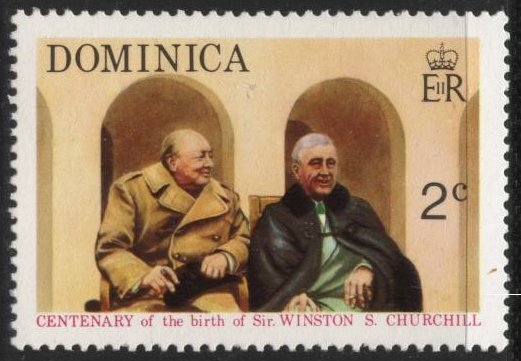 Dominica 407 (mnh) 2c Churchill & FDR (1974)