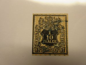 German States HANOVER Scott 14 THIN SPOT USED Lot11 Cat $55