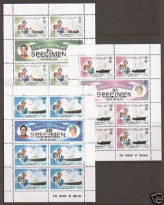 Zil Elwannen Sesel SG RW18 Royal Wedding Souvenir Sheets w/ SPECIMEN overprints