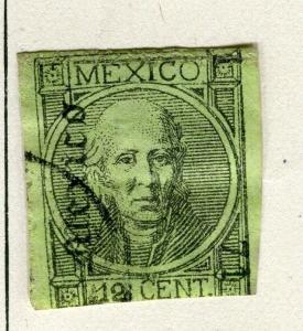 MEXICO; 1868 early classic Imperf Hidalgo issue fine used 12c. value