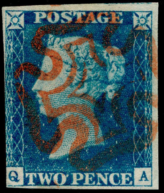 SG5, 2d blue, FINE USED. Cat £850. RED MX. GERMAN CERT. QA