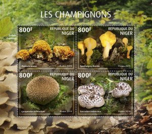 Niger 2019 MNH Mushrooms Stamps Ramaria Sarcodon Lycoperdon Fungi Nature 4v M/S