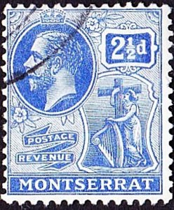 MONTSERRAT 1916 KGV 2.5d Bright Blue SG52, FINE USED. Cat £26