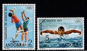 Andorra  (Spanish) Scott 67-68 Munich Olympic set 1972
