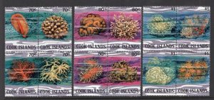 Cook Islands 1981 Coral 70c, 80c, $1 Blocks of 4 MNH