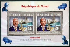 Chad 2013 MNH Rudolph Diesel Engines 2v M/S Boats Ships Cars Stamps