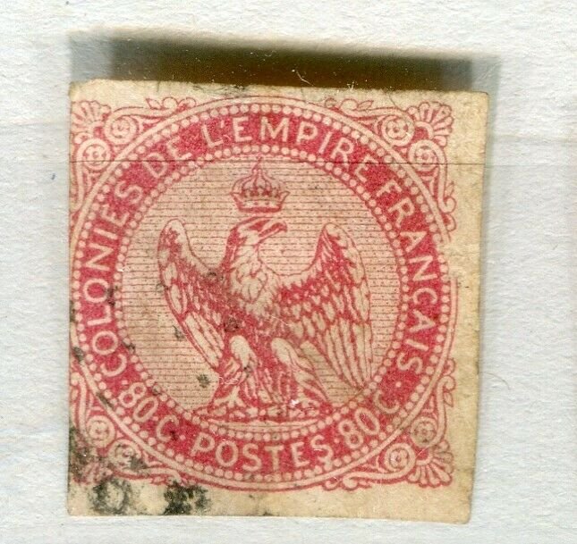 FRENCH COLONIES; 1859 early classic Imperf Eagle issue used 80c. value