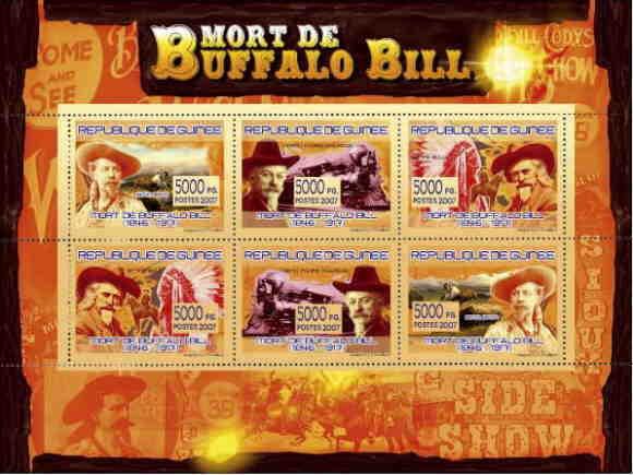 Guinea 2007 Buffalo Bill on Stamps 6 Stamp Sheet Michel #5154-9 7B-574