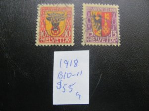 SWITZERLAND 1918 USED SC B10-11 SET VF/XF $55 (185)