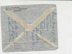 Belgium 1950 Airmail Label Merksem Cancels Man+Ship Stamps Cover to USA Rf 34808