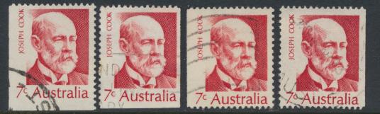 Australia  Sc# 515 Joseph Cook   Used x4  Booklet stamps see details 