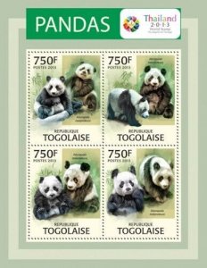 Togo - Thailand Pandas - 4 Stamp Sheet - 20H-603