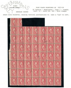 USA #499 Mint Dramatic Sheet Foldover Block Of 51 All Stamps Never Hinged